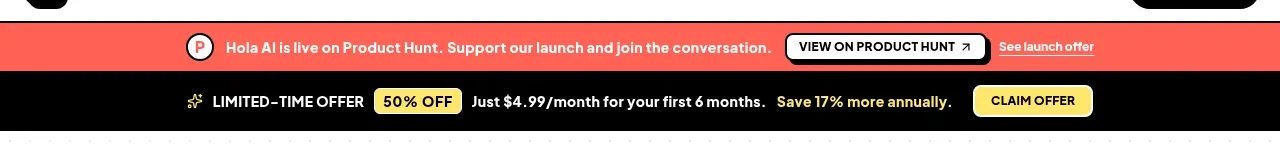 Hola AI banner component