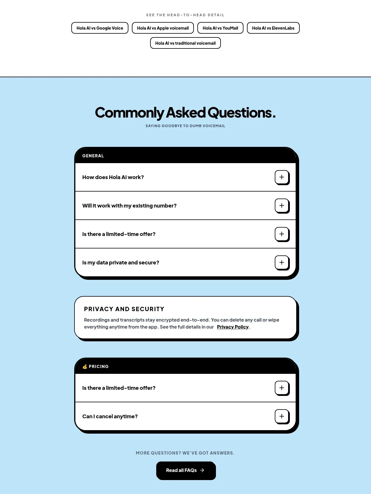 Hola AI faq component