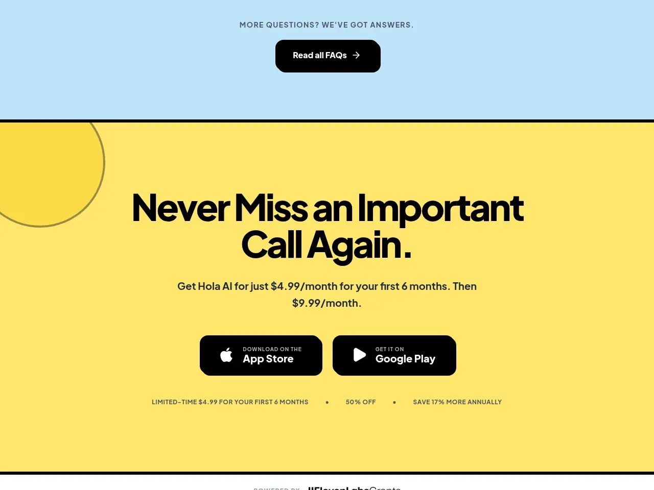 Hola AI call to action component