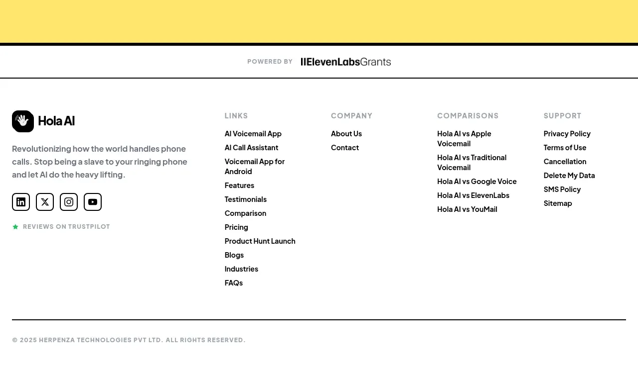 Hola AI footer component