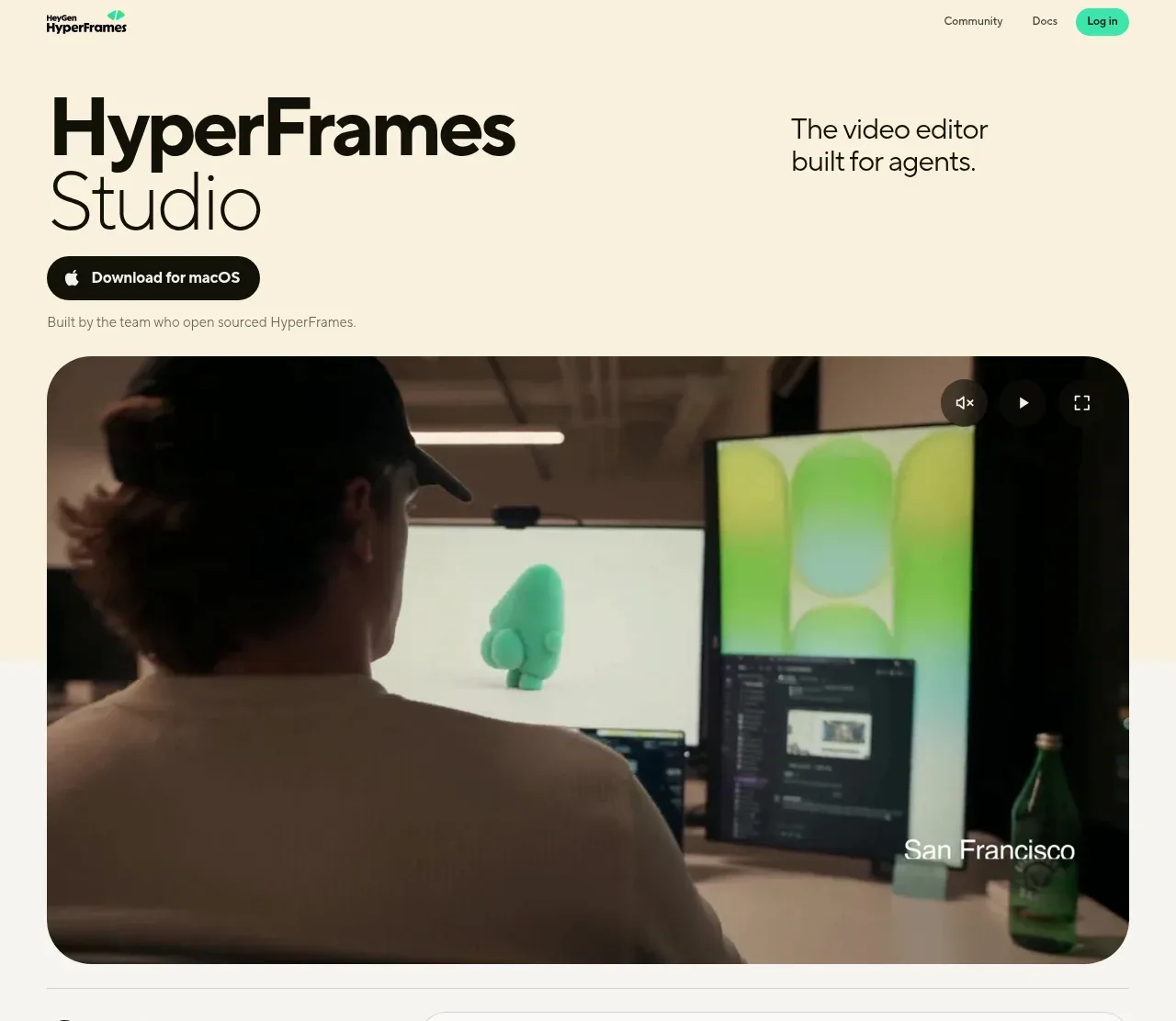 HyperFrames Studio (Desktop) hero component