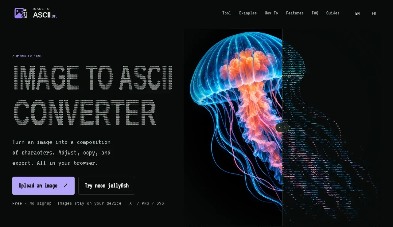 Image to ASCII hero component