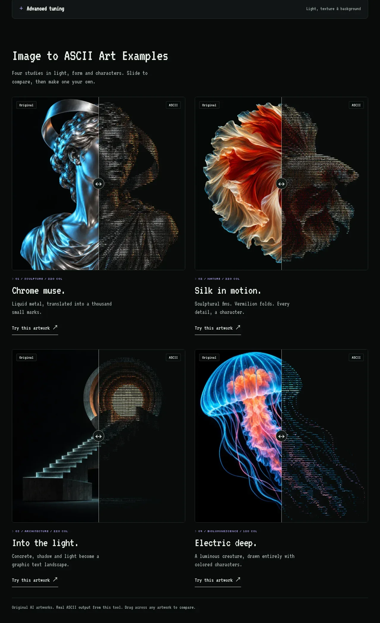 Image to ASCII gallery component