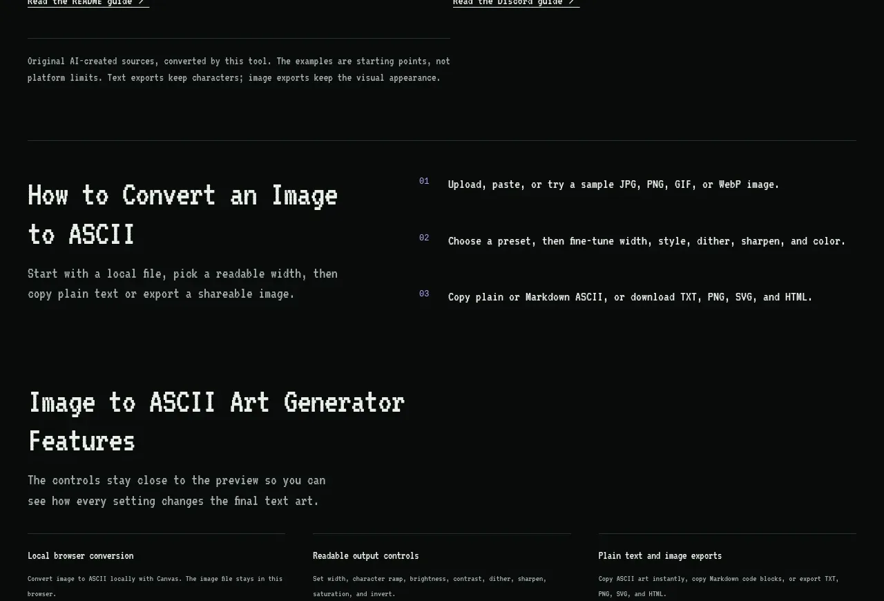 Image to ASCII feature grid component