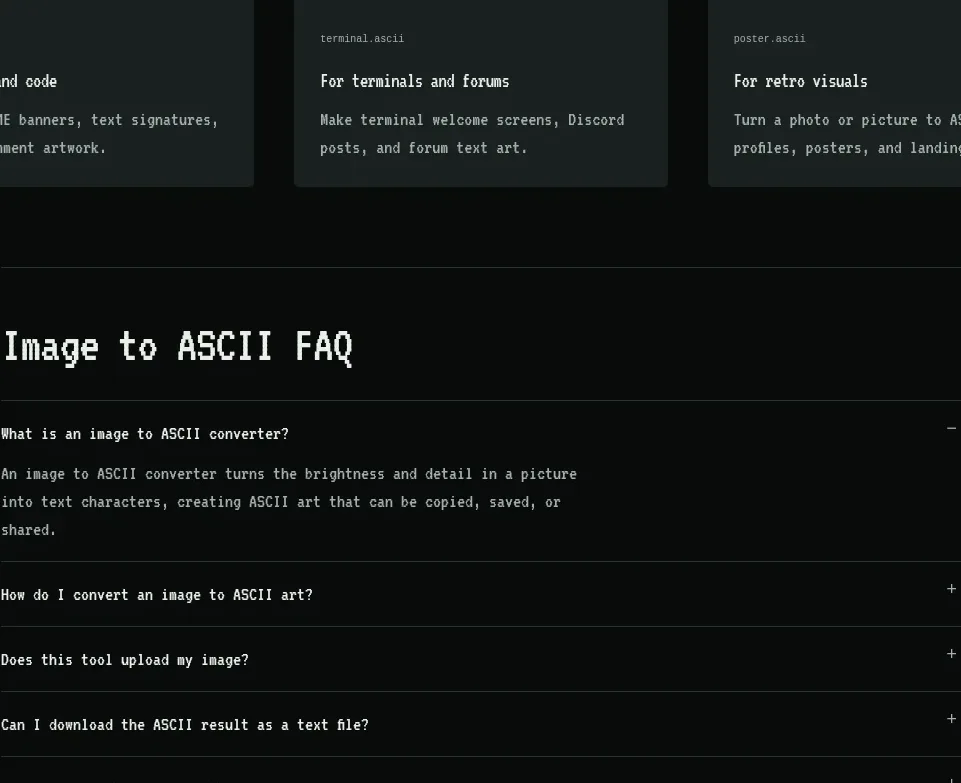 Image to ASCII faq component