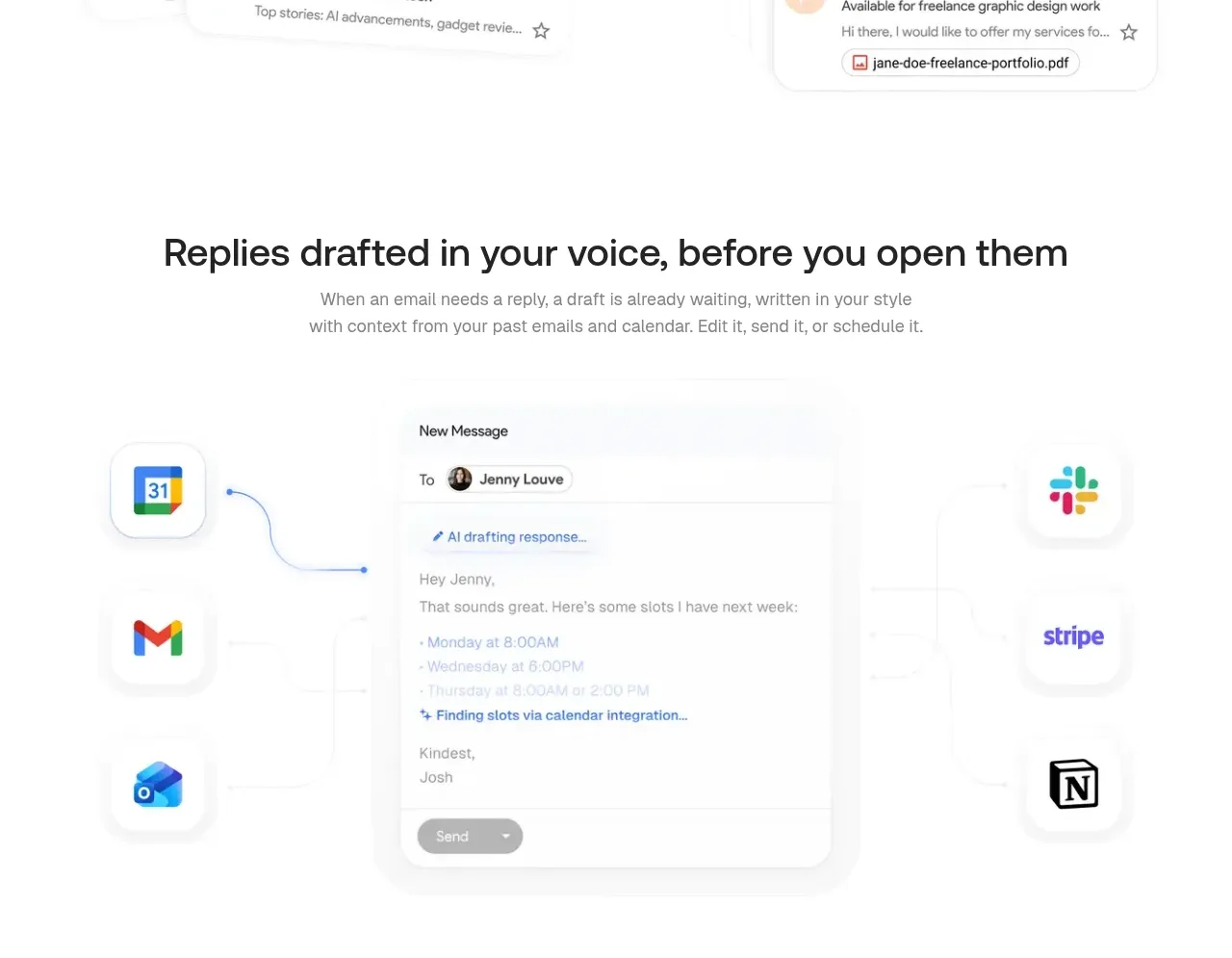 Inbox Zero feature grid component