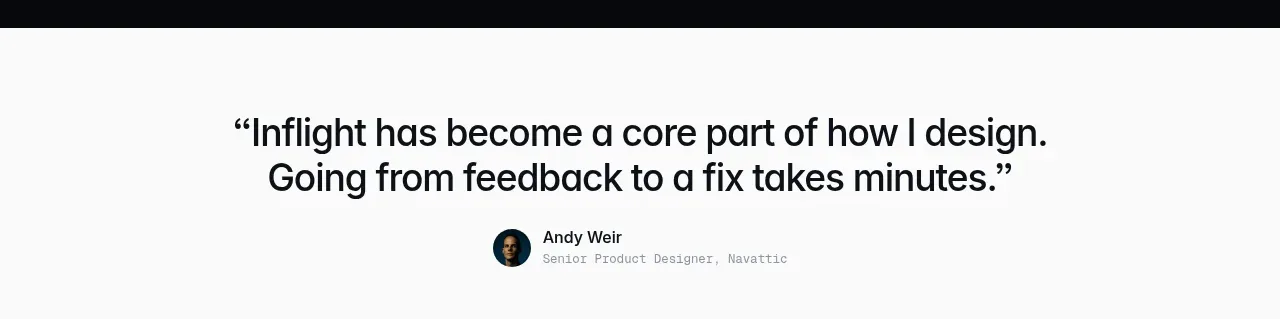 Inflight testimonials component