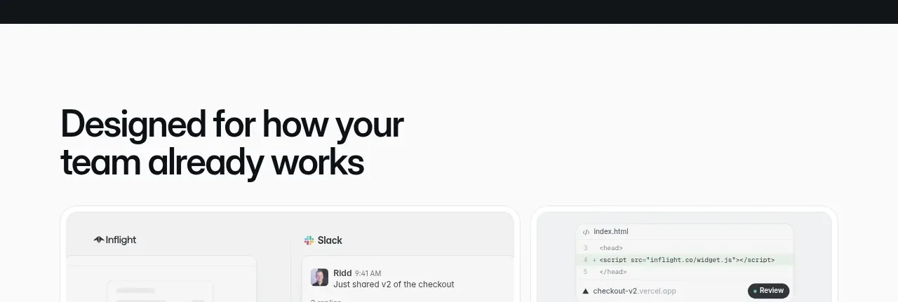 Inflight testimonials component