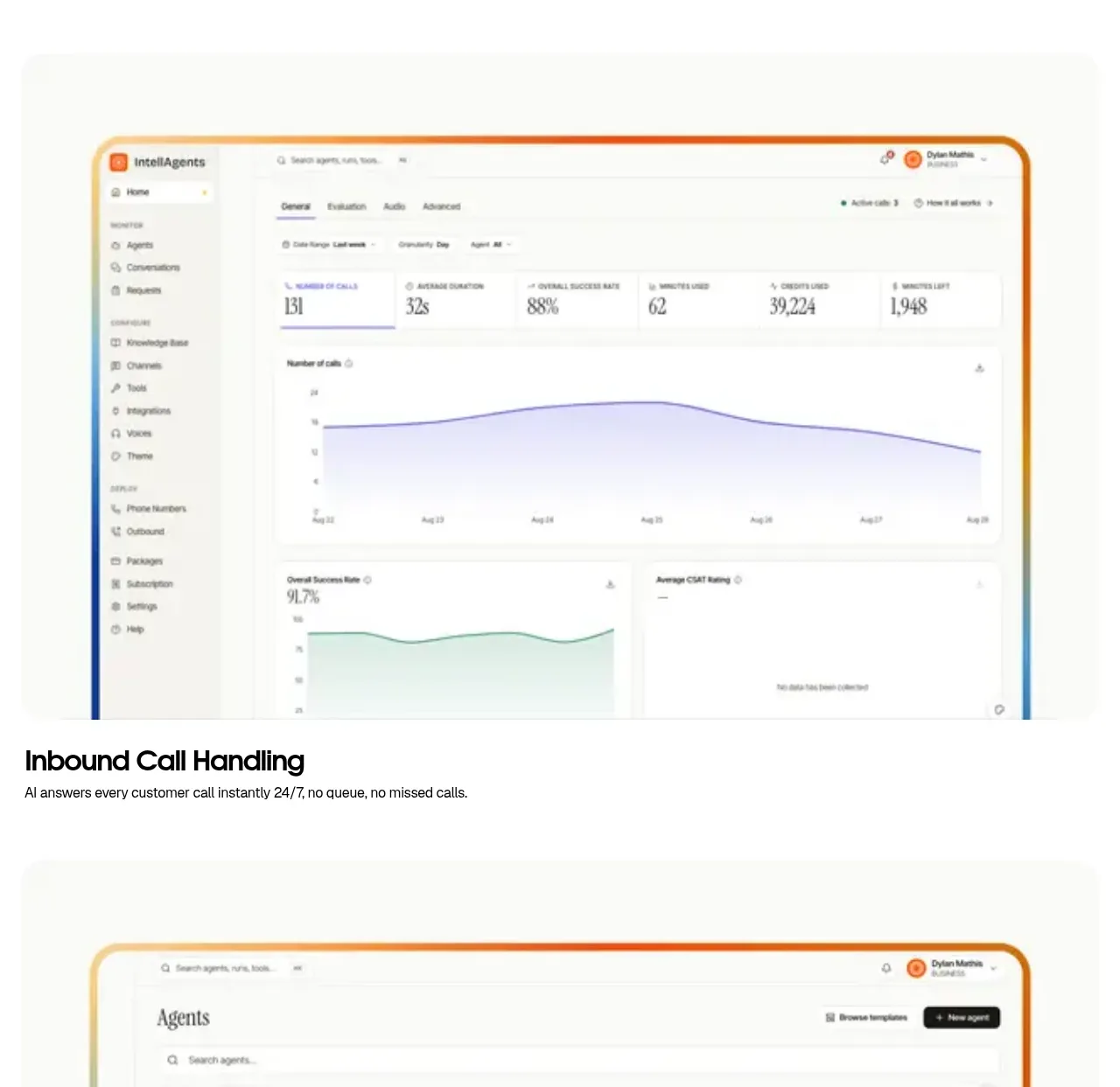 IntellAgents.io feature grid component