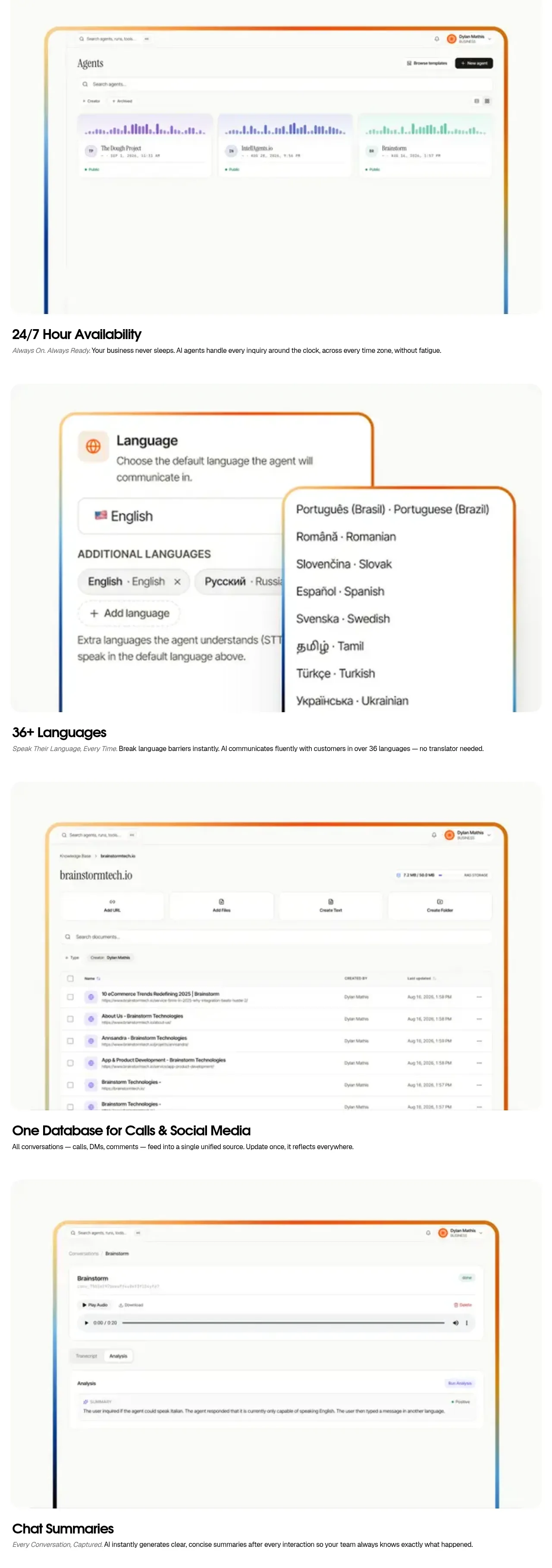 IntellAgents.io feature grid component