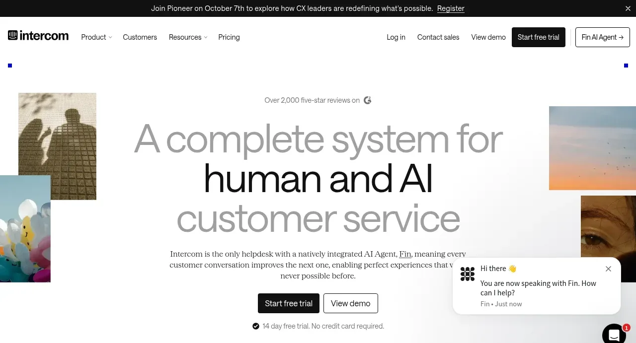 intercom.com hero component