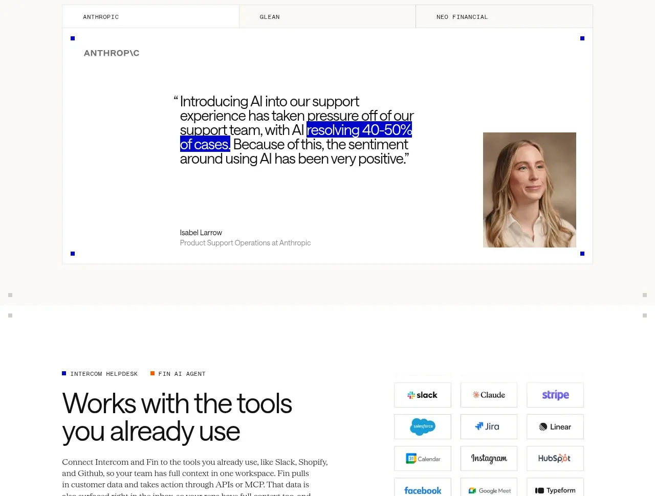 intercom.com testimonials component