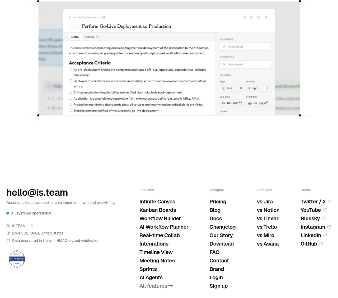 is.team call to action component