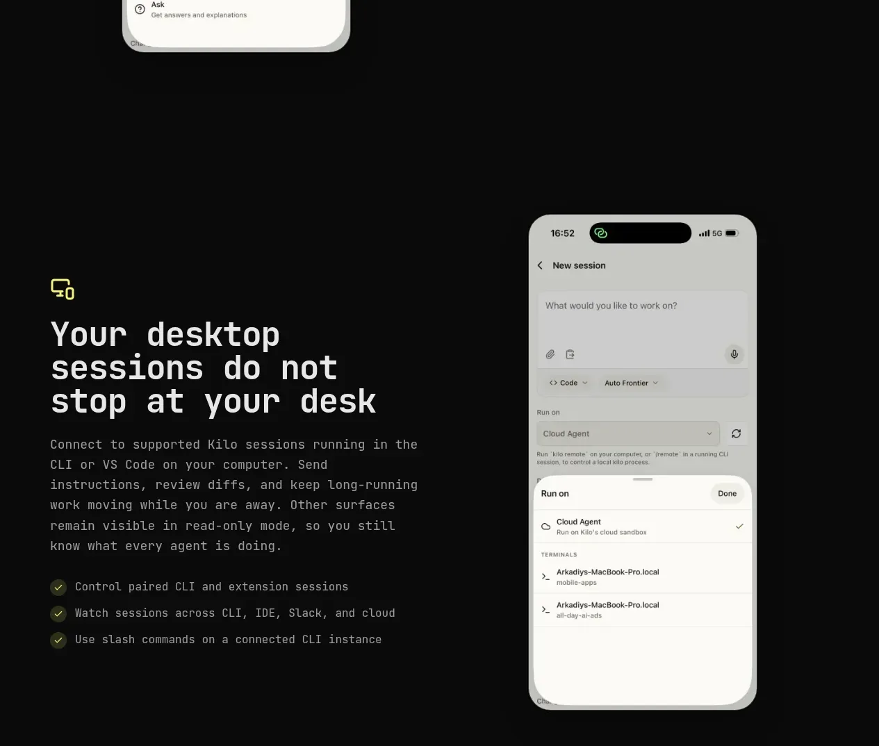 Kilo Code for iOS and Android feature grid component
