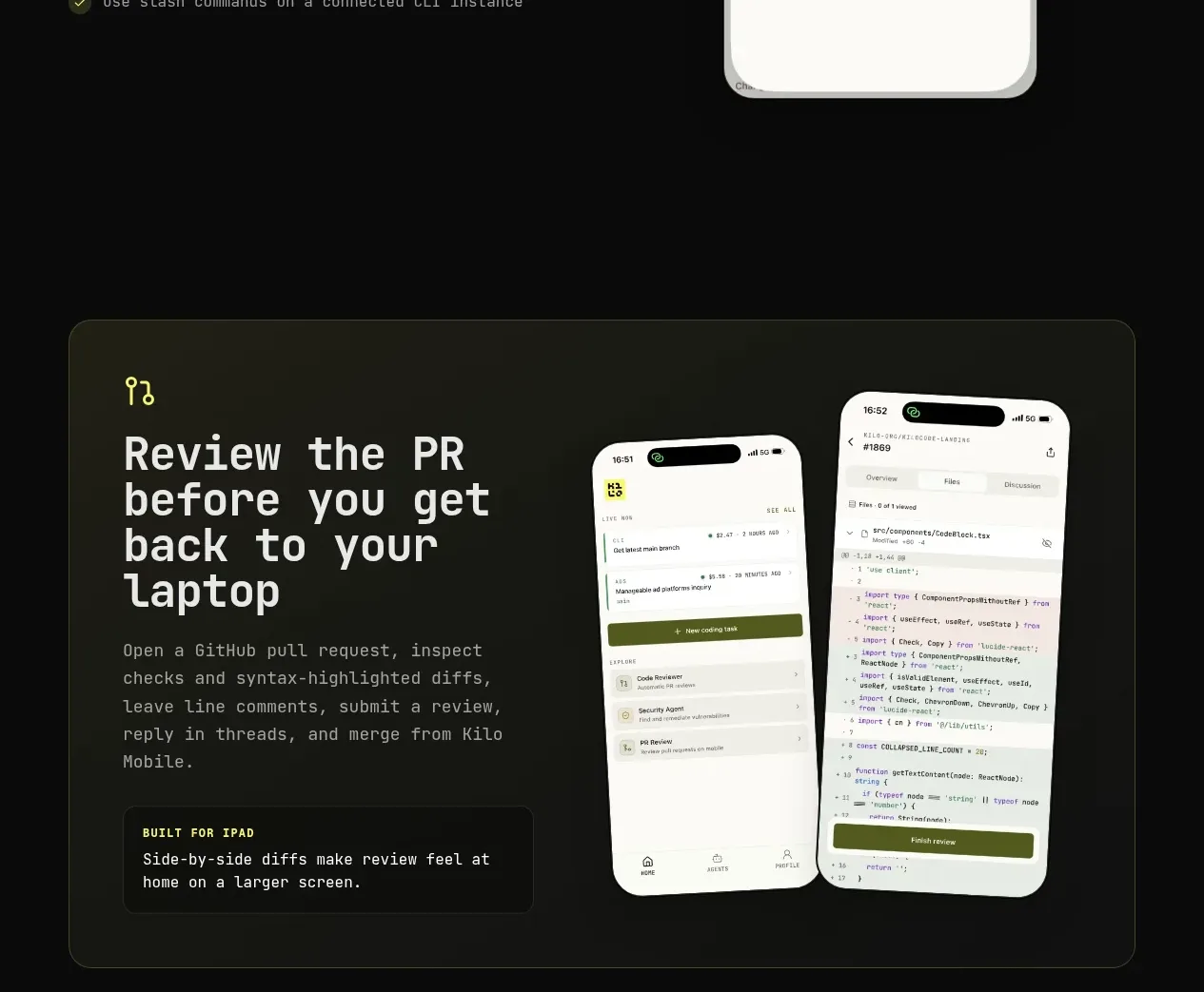 Kilo Code for iOS and Android card component