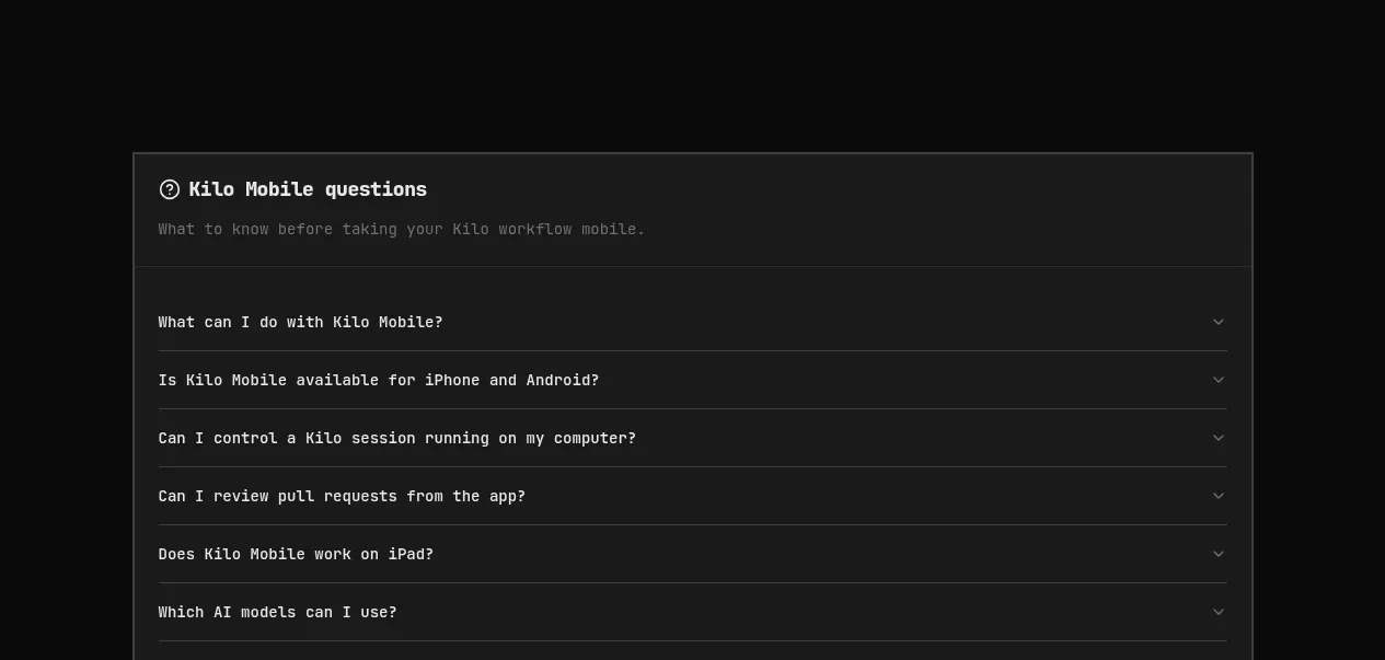 Kilo Code for iOS and Android call to action component