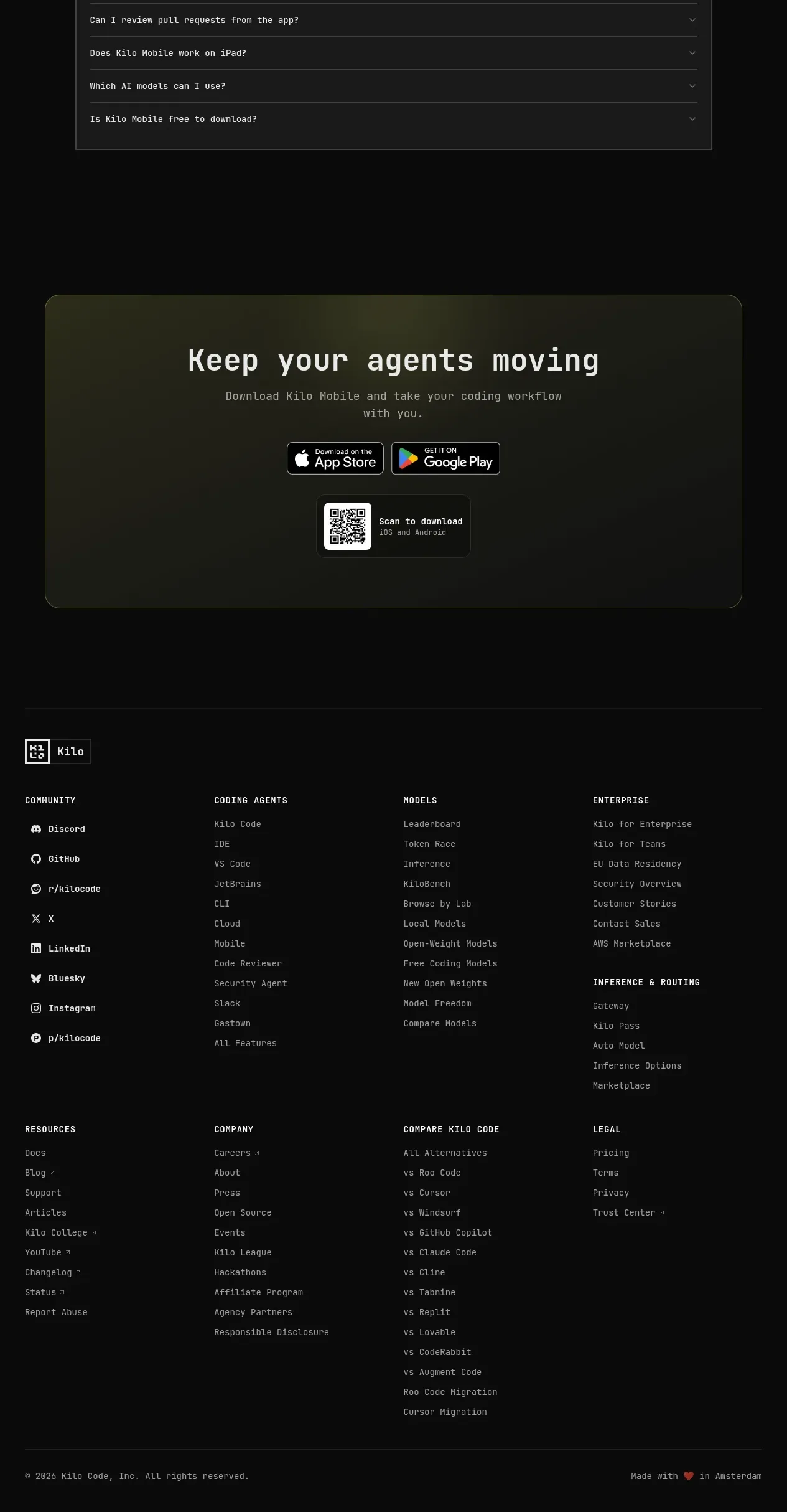 Kilo Code for iOS and Android footer component