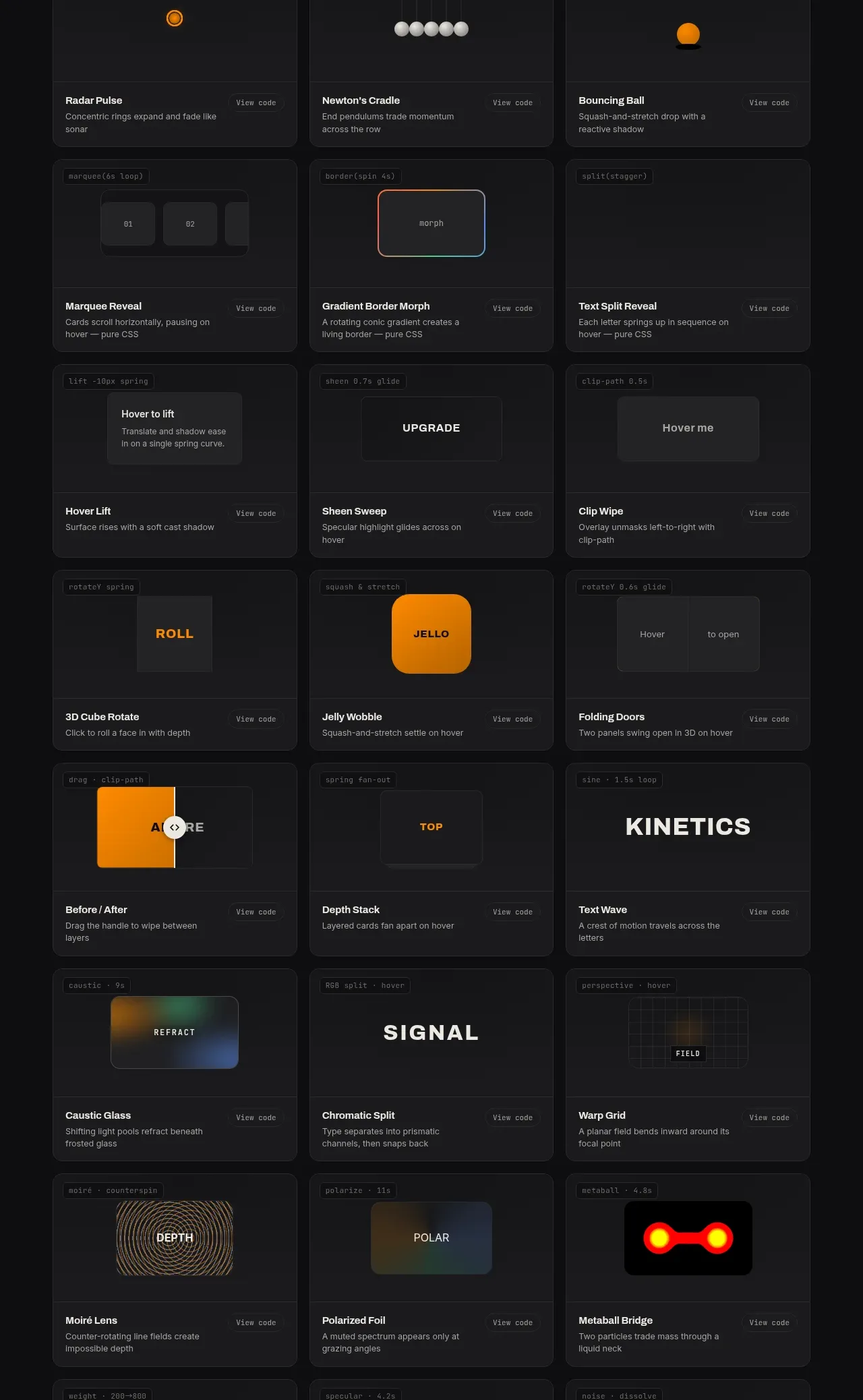 kinetics.colorion.co feature grid component