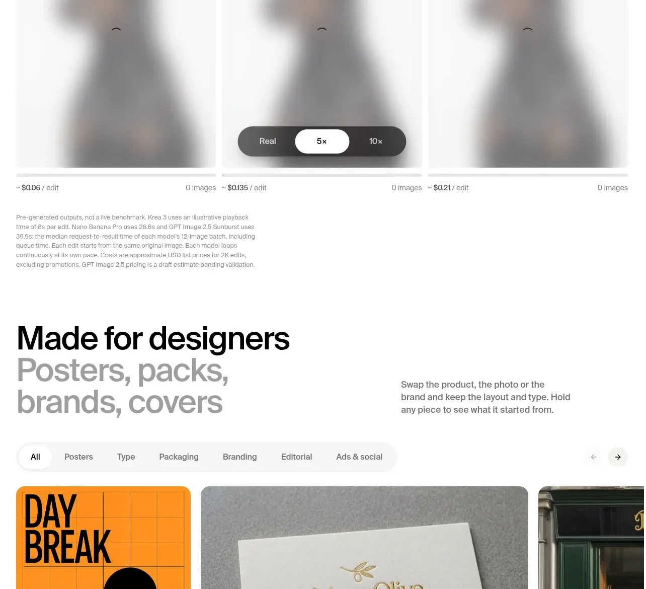 Krea 3 feature grid component