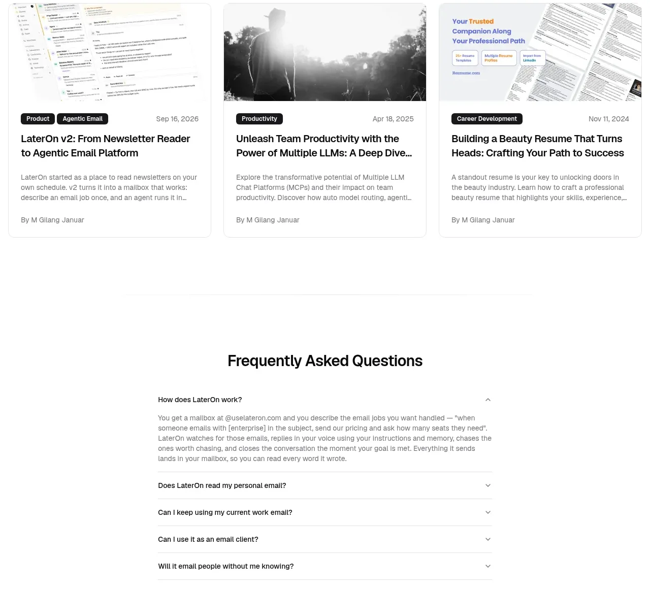 LaterOn v2: The agentic email plaftform gallery component