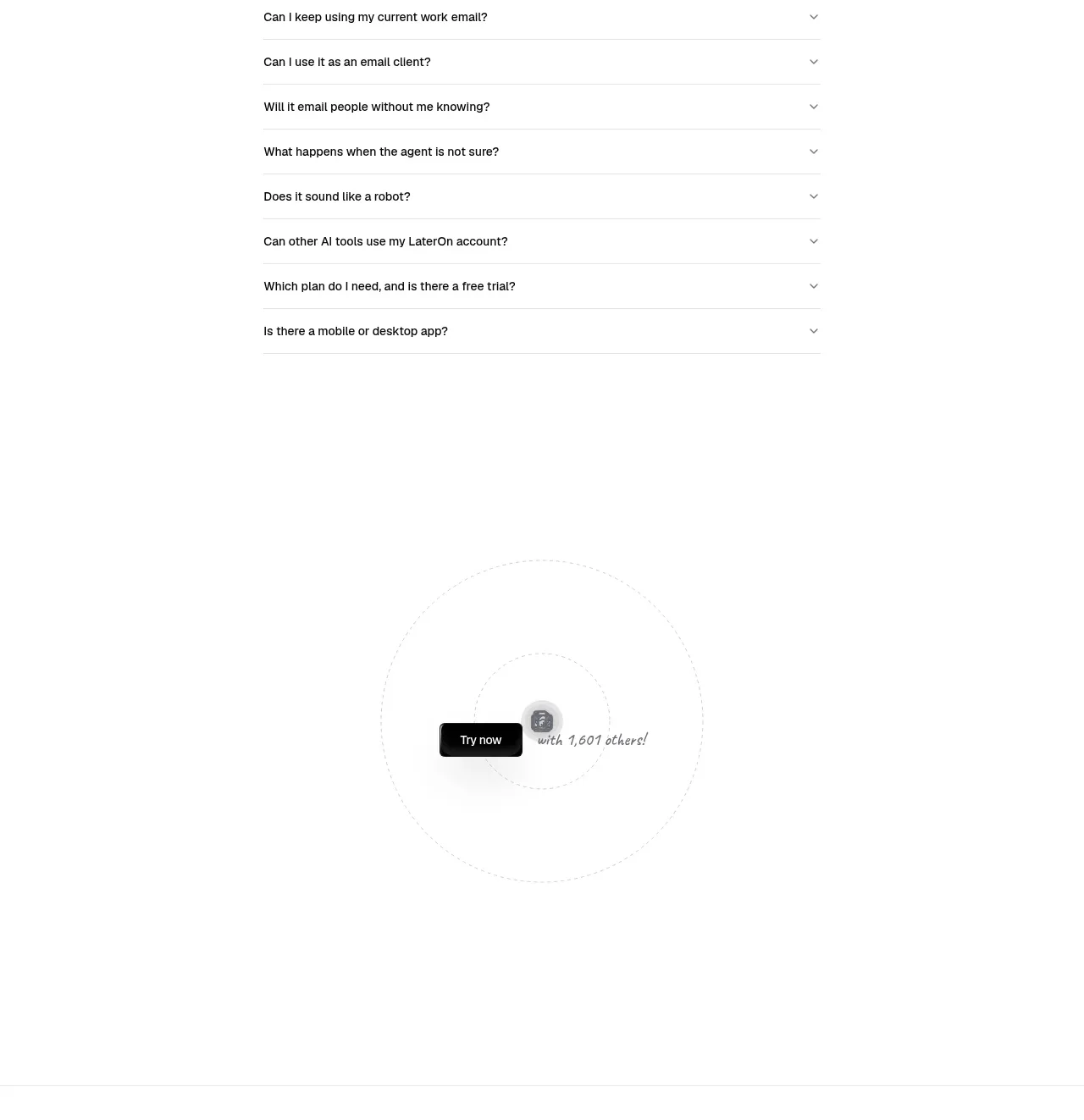 LaterOn v2: The agentic email plaftform faq component