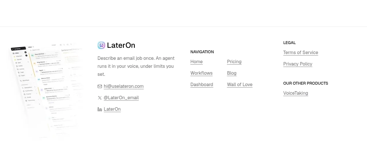 LaterOn v2: The agentic email plaftform call to action component