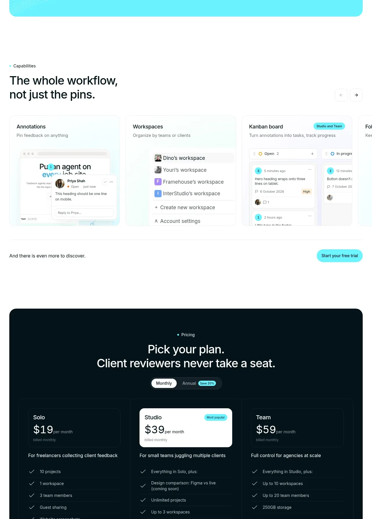 layernote pricing table component
