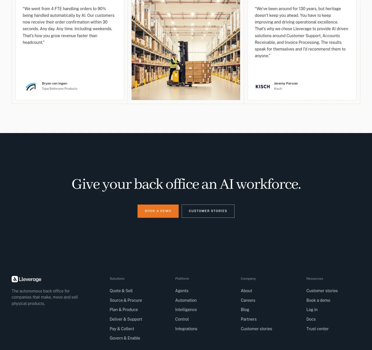 Lleverage testimonials component