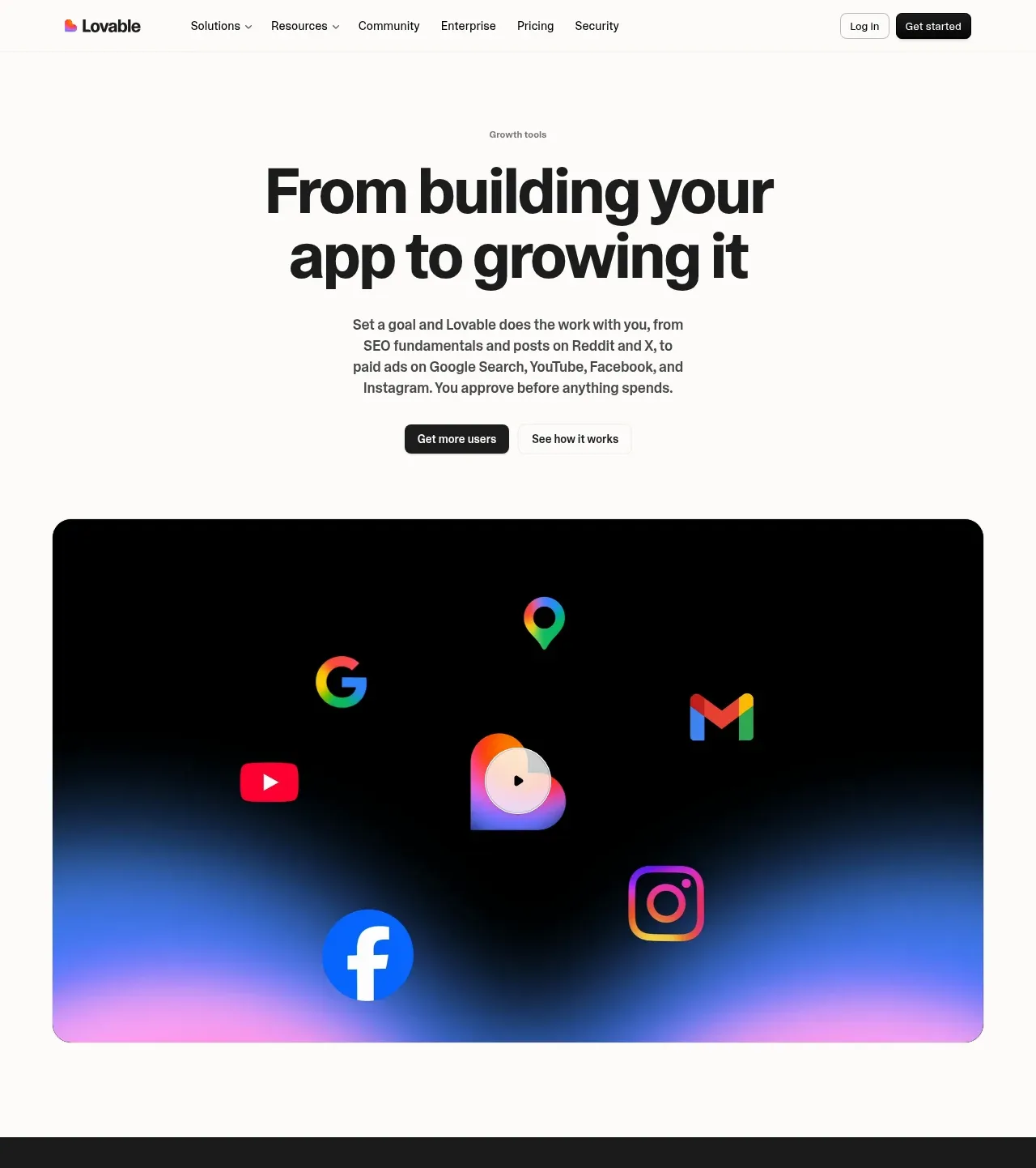 Lovable Growth Tools hero component