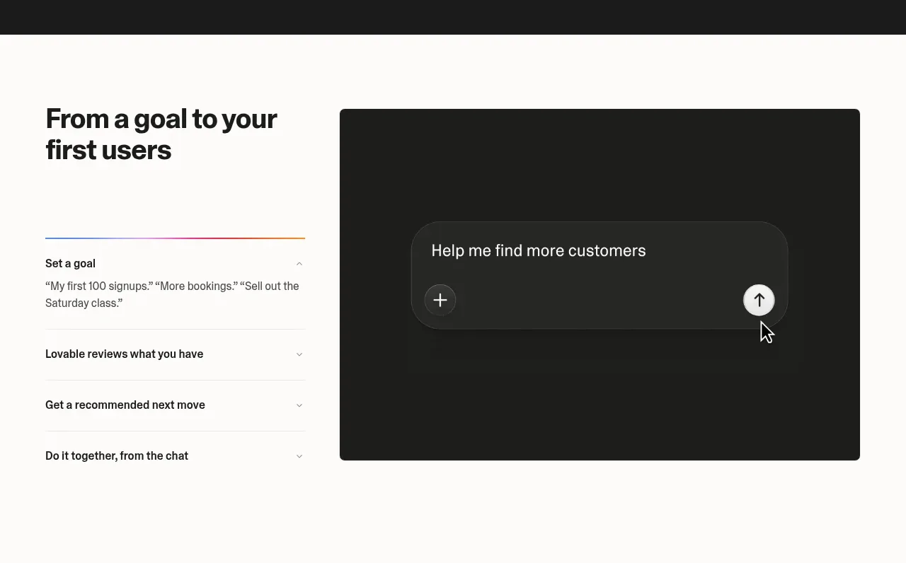 Lovable Growth Tools tabs & steps component