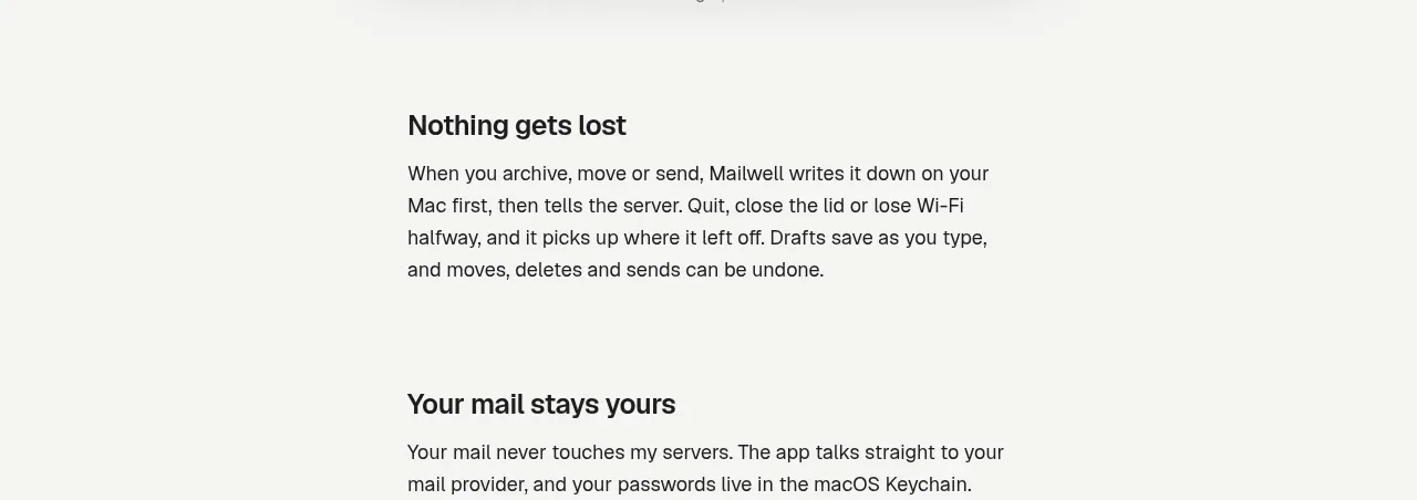 Mailwell feature grid component