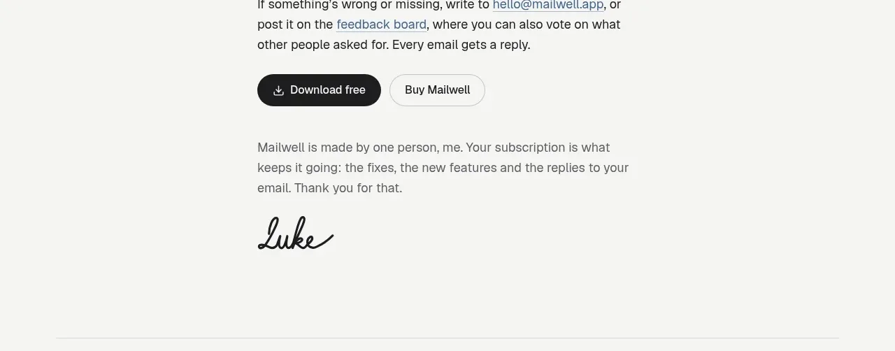Mailwell call to action component
