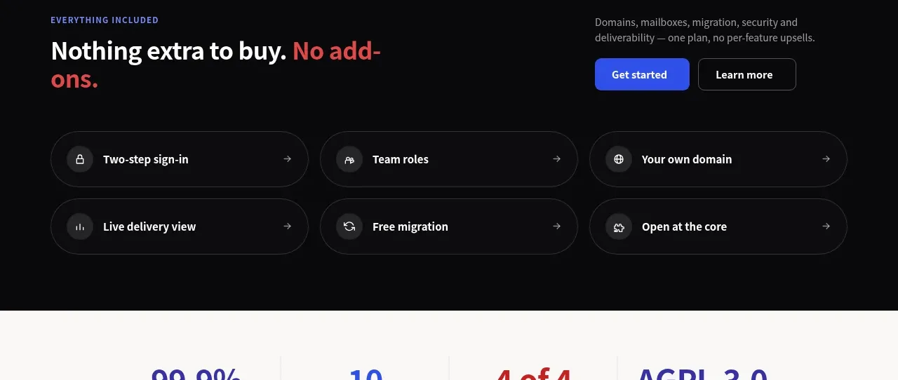 Mailyte feature grid component