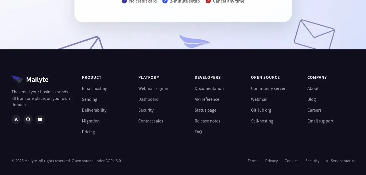 Mailyte footer component