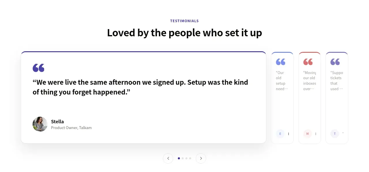 Mailyte testimonials component