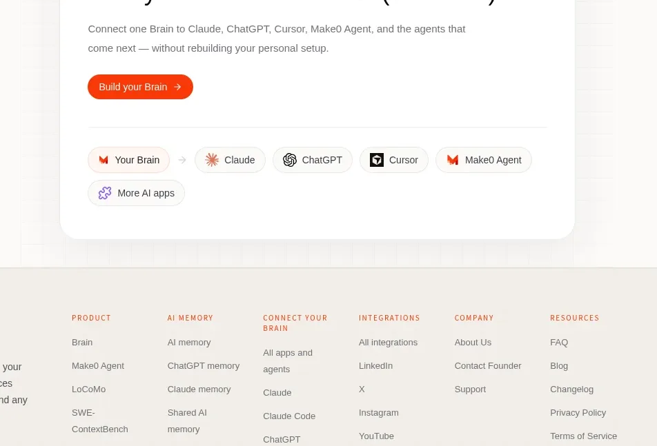 Make0 Brain call to action component
