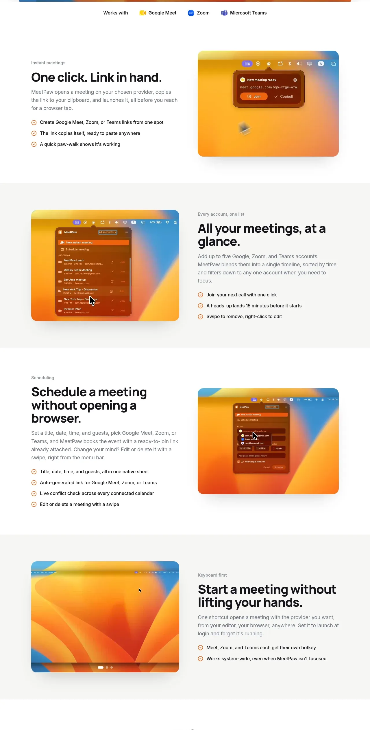 MeetPaw feature grid component