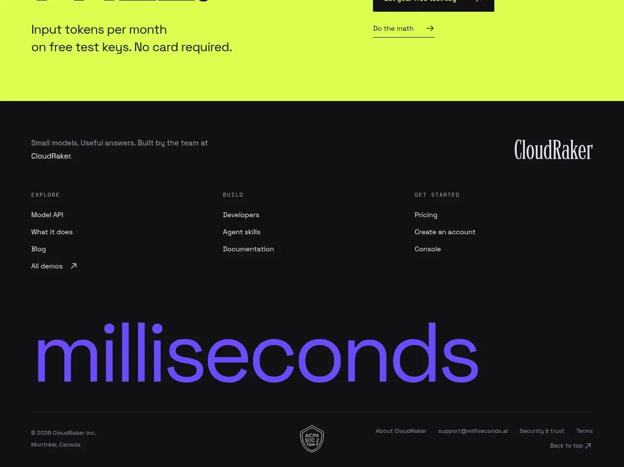 Milliseconds.ai footer component