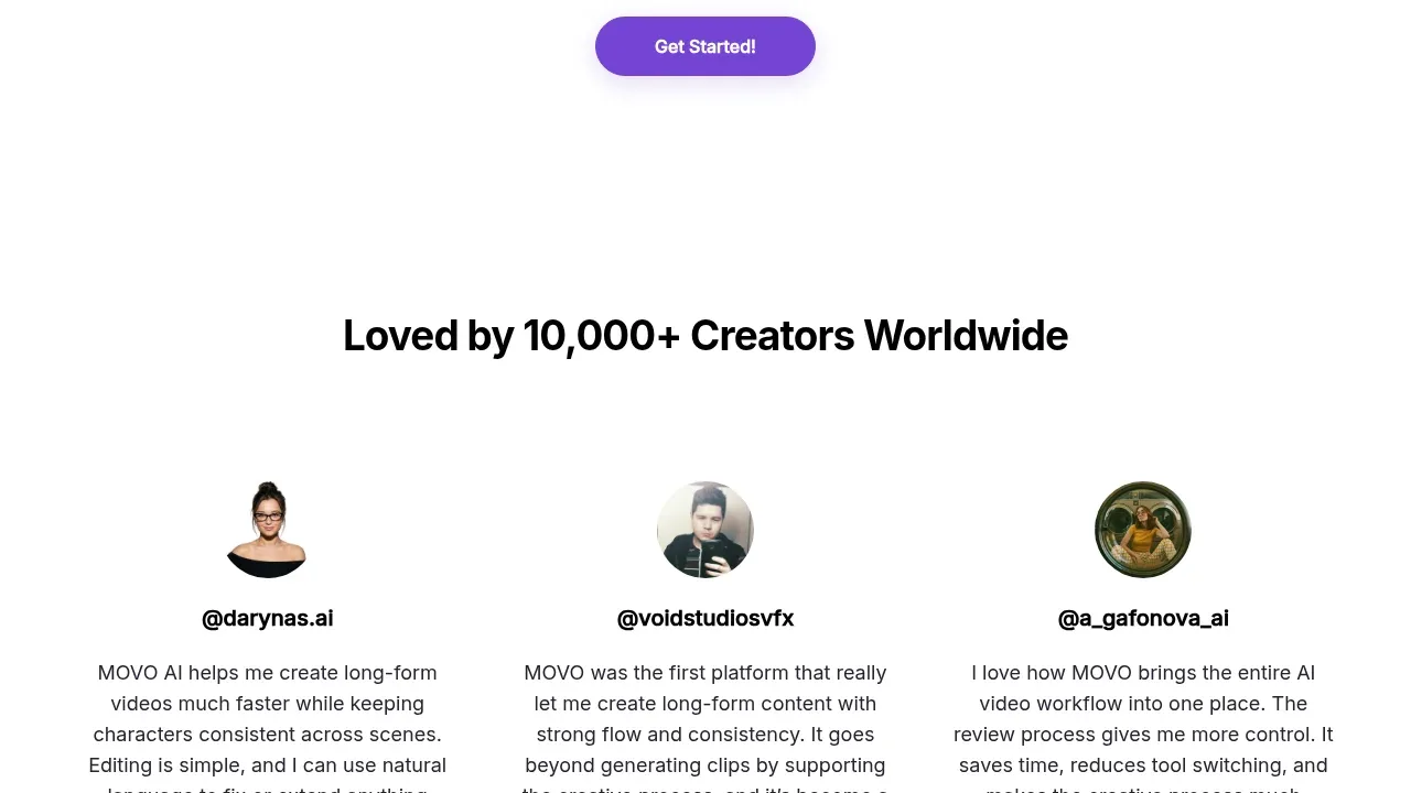 MOVO AI call to action component
