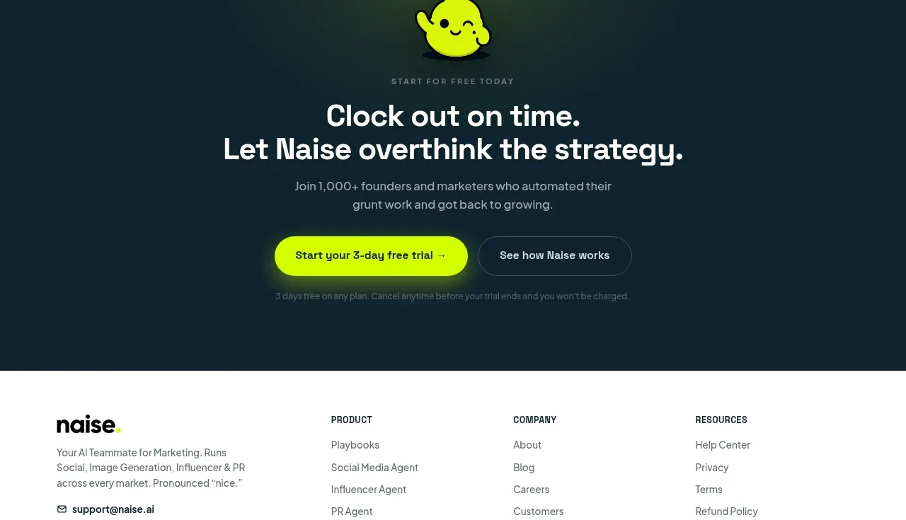 Naise AI call to action component