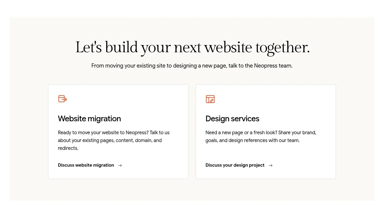 Neopress call to action component
