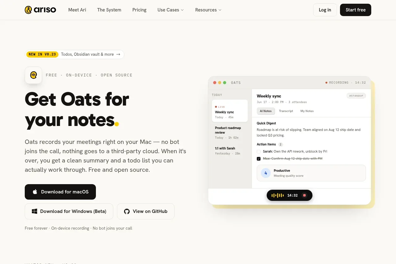 Oats hero component
