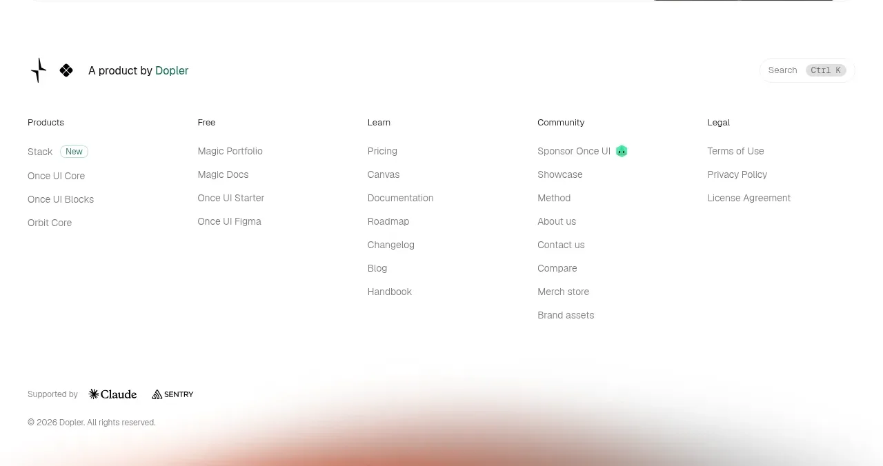 Once UI 2.0 footer component
