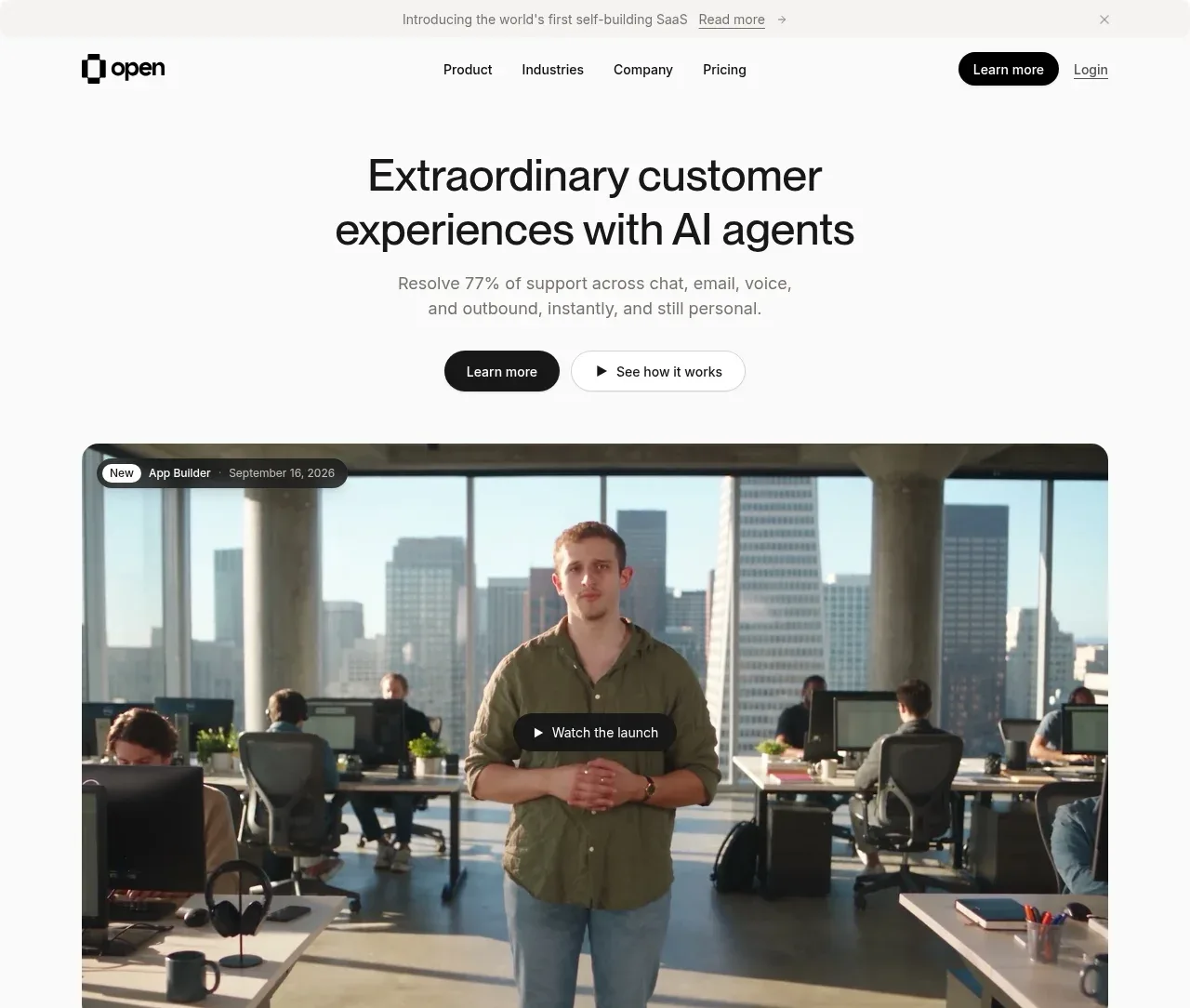 Open For sales hero component