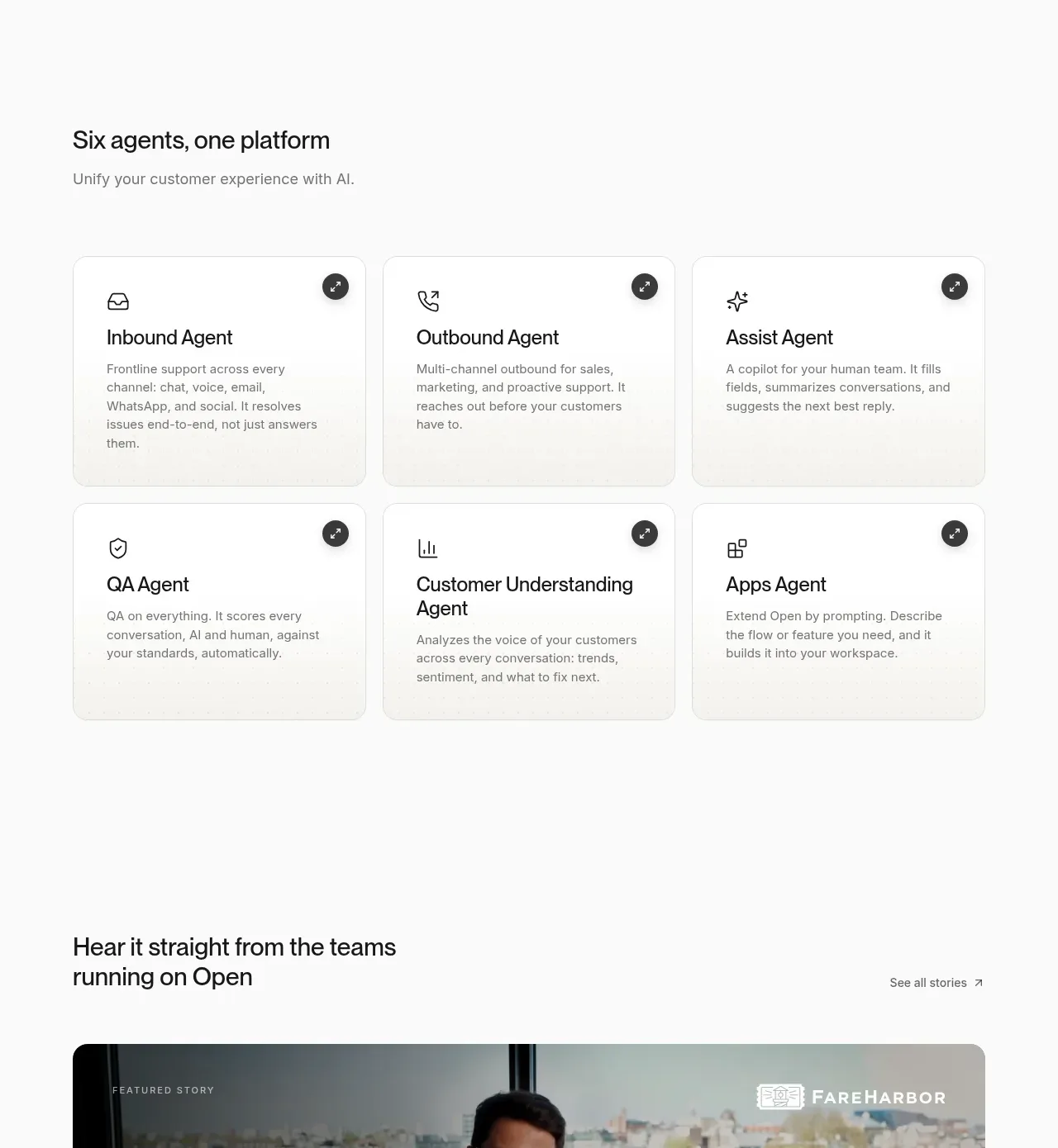 Open For sales feature grid component