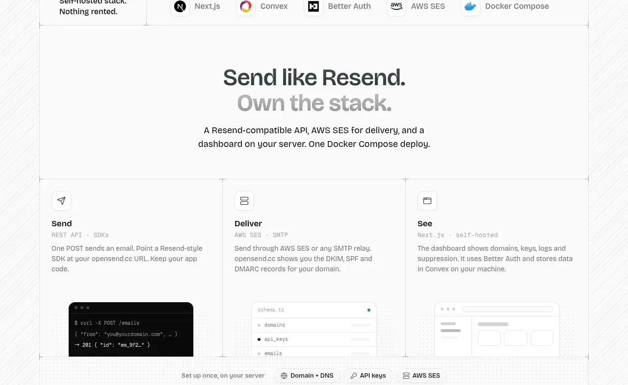 opensend.cc feature grid component