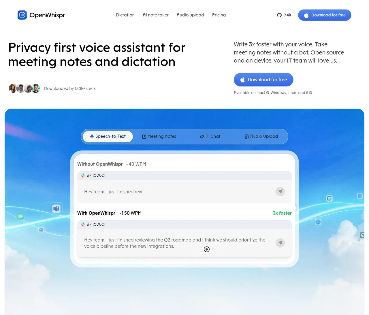 OpenWhispr for iOS hero component
