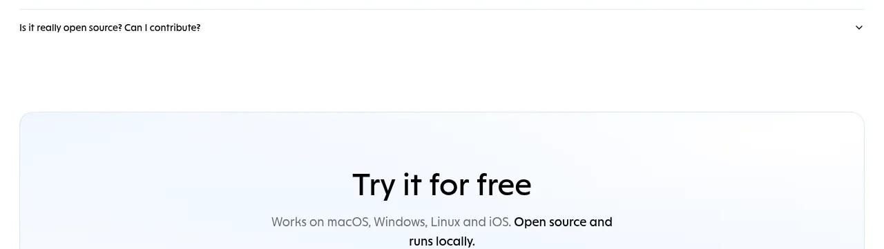 OpenWhispr for iOS call to action component