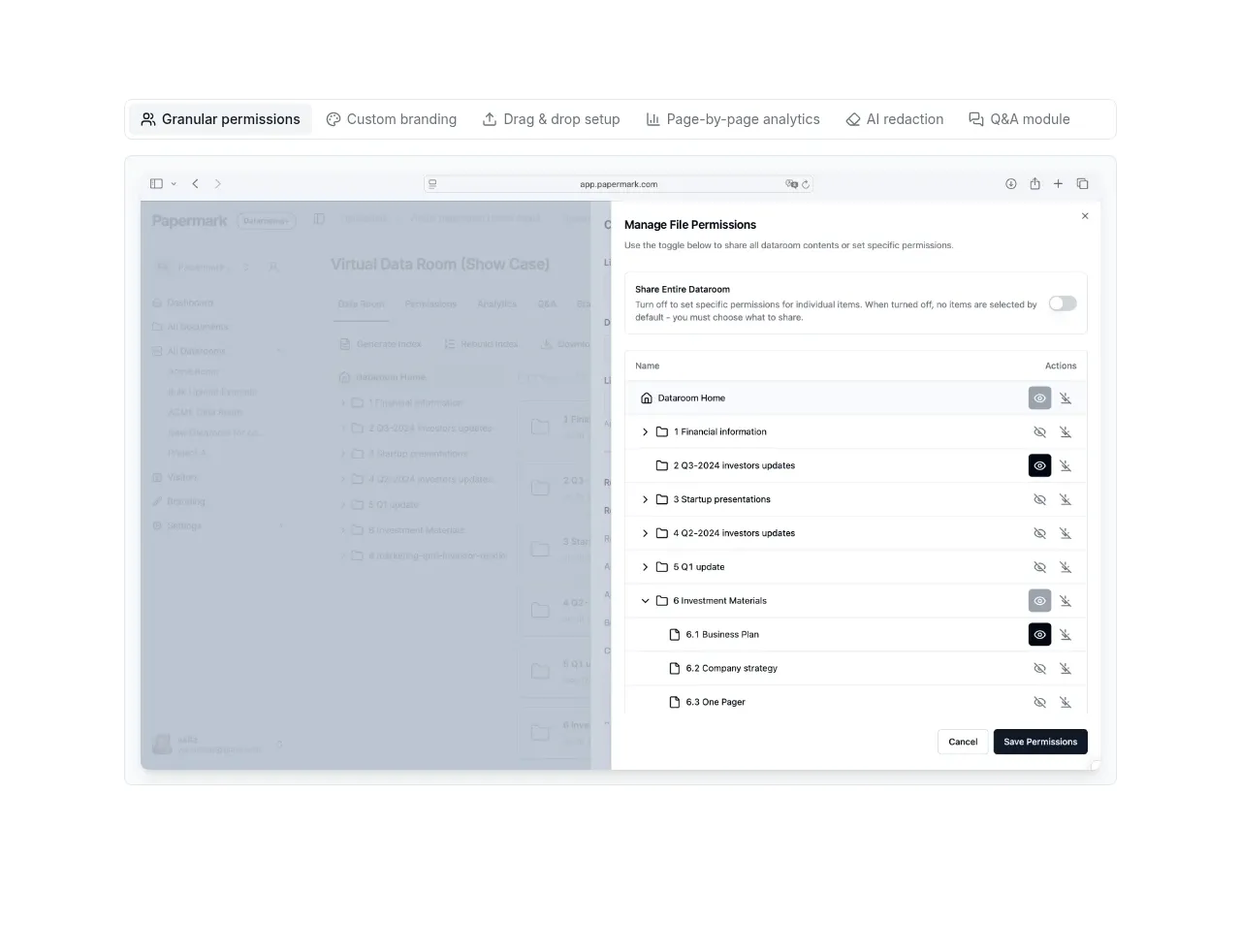 Papermark Data Rooms gallery component