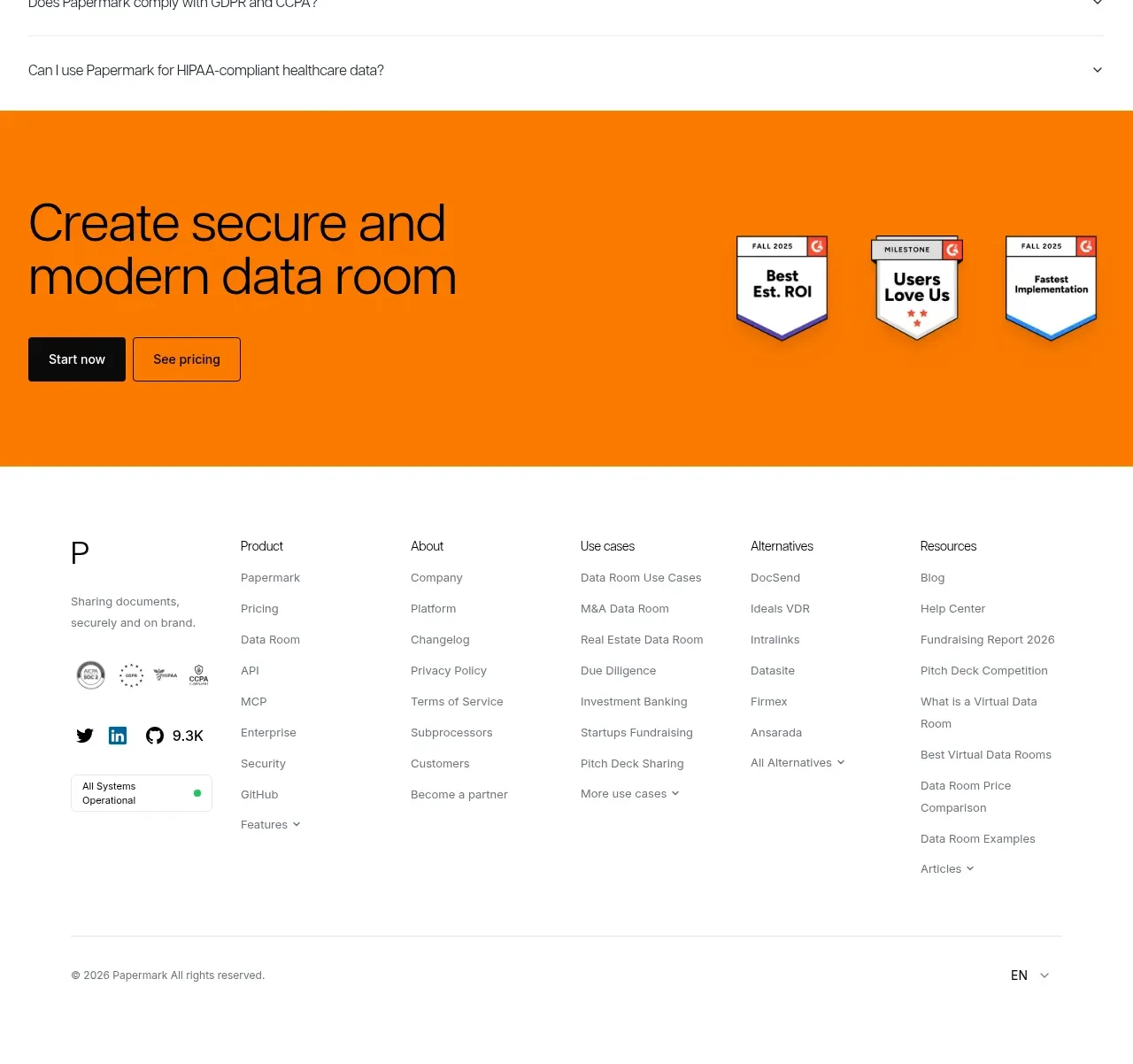 Papermark Data Rooms faq component